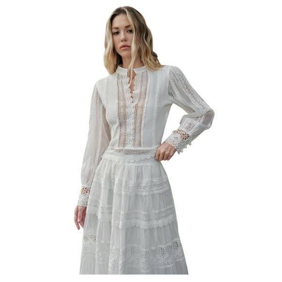 Commense Other - COMMENSE Lace Trim Tiered Skirt Set
COLOR - White two piece set NWT size Medium